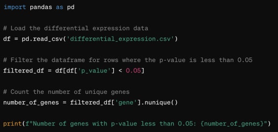 In response to a user’s query, generate a chunk of Python code